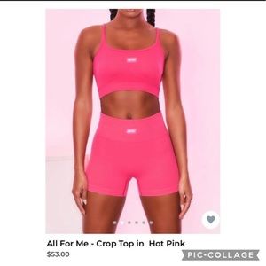 Pink Bo +Tee Shorts & Crop top Set